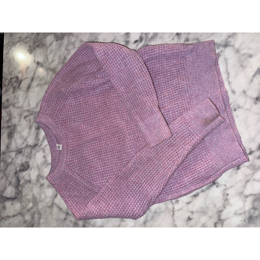 Uniqlo Kids Lilac Waffle Knit Sweater‎ Size 5-6 Cotton Wool Blend Cozy